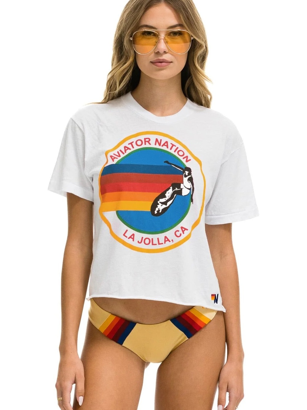 Aviator Nation  SIGNATURE LA JOLLA BOYFRIEND TEE - WHITE